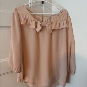LC Lauren Conrad Blush Pink Blouse with Bow Detail